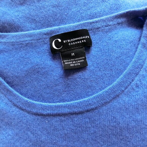 C by Bloomingdale’s 100% Cashmere Short Sleeve Sweater in Periwinkle Blue (M) - Picture 3 of 3